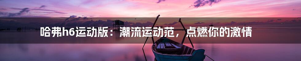 哈弗h6运动版：潮流运动范，点燃你的激情