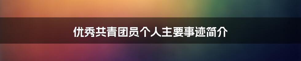 优秀共青团员个人主要事迹简介