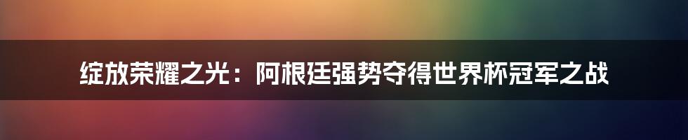 绽放荣耀之光：阿根廷强势夺得世界杯冠军之战