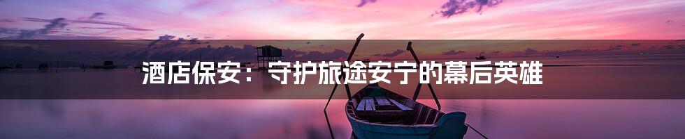 酒店保安：守护旅途安宁的幕后英雄