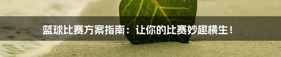 篮球比赛方案指南：让你的比赛妙趣横生！