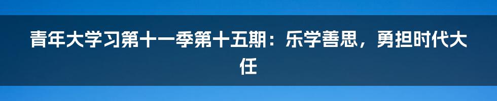 青年大学习第十一季第十五期：乐学善思，勇担时代大任