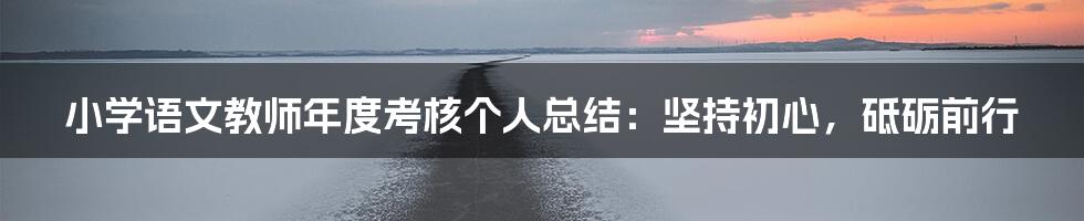 小学语文教师年度考核个人总结：坚持初心，砥砺前行