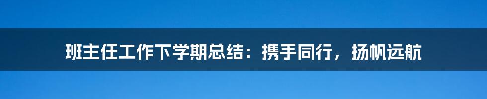 班主任工作下学期总结：携手同行，扬帆远航