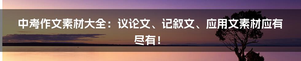 中考作文素材大全：议论文、记叙文、应用文素材应有尽有！