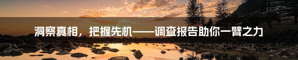 洞察真相，把握先机——调查报告助你一臂之力