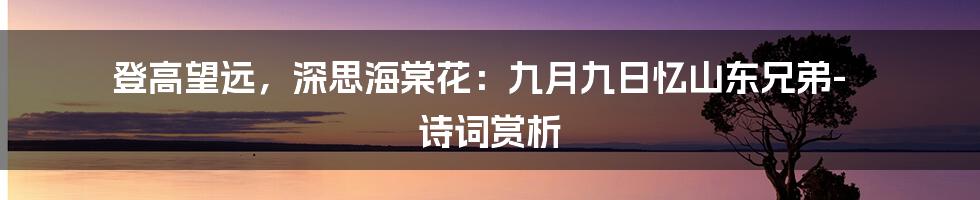 登高望远，深思海棠花：九月九日忆山东兄弟-诗词赏析