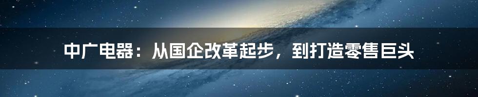 中广电器：从国企改革起步，到打造零售巨头