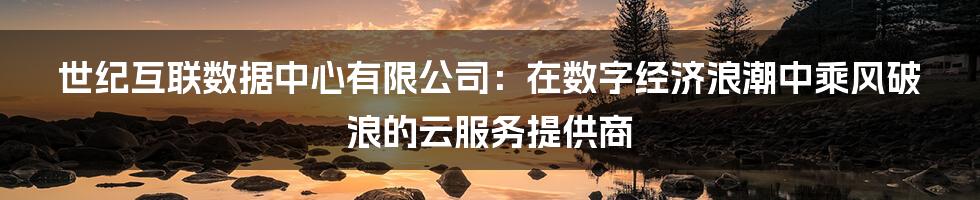 世纪互联数据中心有限公司：在数字经济浪潮中乘风破浪的云服务提供商