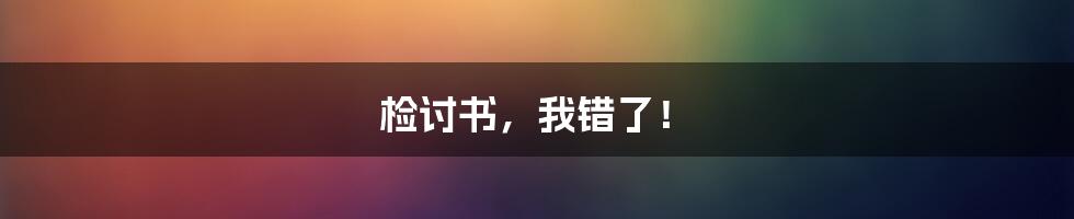 检讨书，我错了！