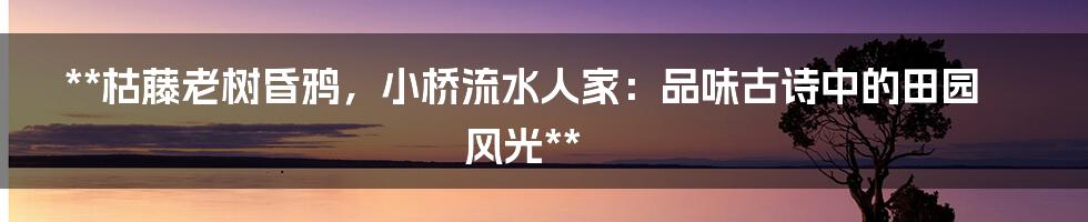 **枯藤老树昏鸦，小桥流水人家：品味古诗中的田园风光**