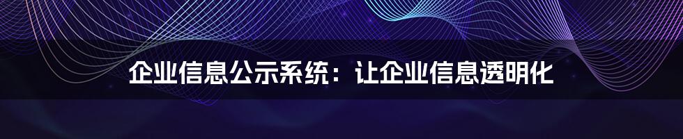 企业信息公示系统：让企业信息透明化