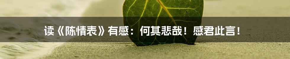 读《陈情表》有感：何其悲哉！感君此言！