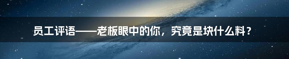 员工评语——老板眼中的你，究竟是块什么料？