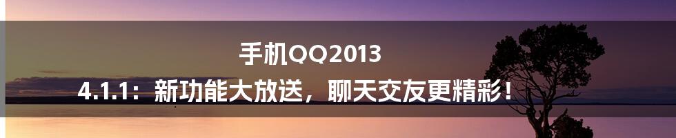 手机QQ2013 4.1.1：新功能大放送，聊天交友更精彩！