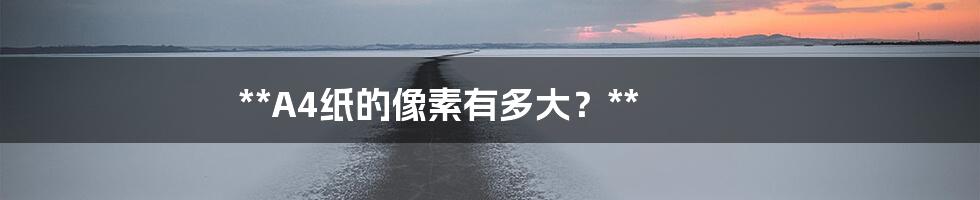 **A4纸的像素有多大？**