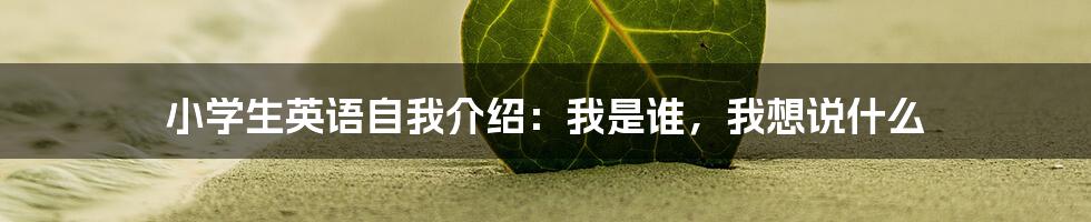 小学生英语自我介绍：我是谁，我想说什么