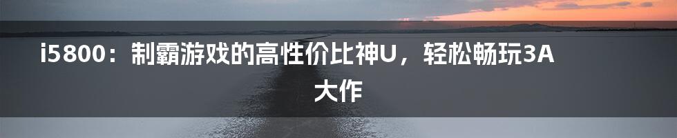 i5800：制霸游戏的高性价比神U，轻松畅玩3A大作