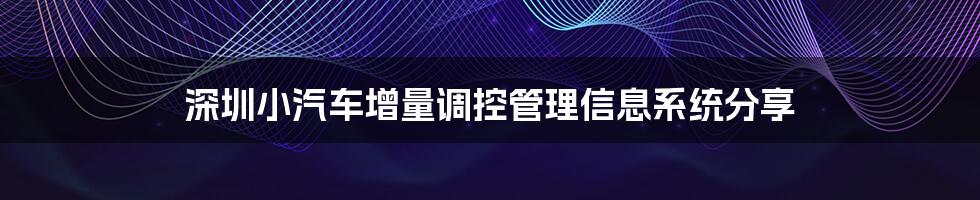 深圳小汽车增量调控管理信息系统分享