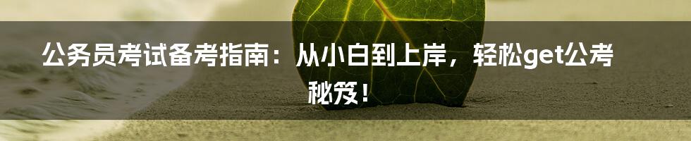 公务员考试备考指南：从小白到上岸，轻松get公考秘笈！