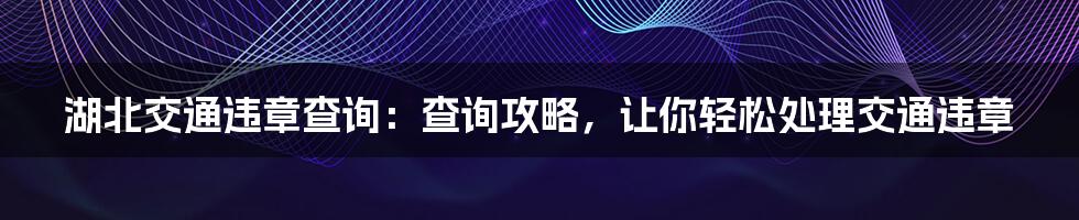 湖北交通违章查询：查询攻略，让你轻松处理交通违章