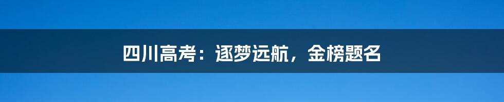 四川高考：逐梦远航，金榜题名