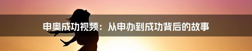 申奥成功视频：从申办到成功背后的故事