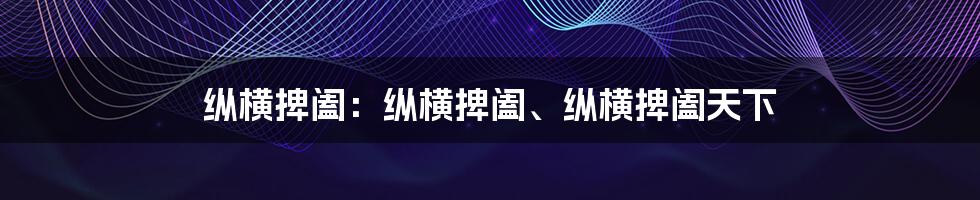 纵横捭阖：纵横捭阖、纵横捭阖天下