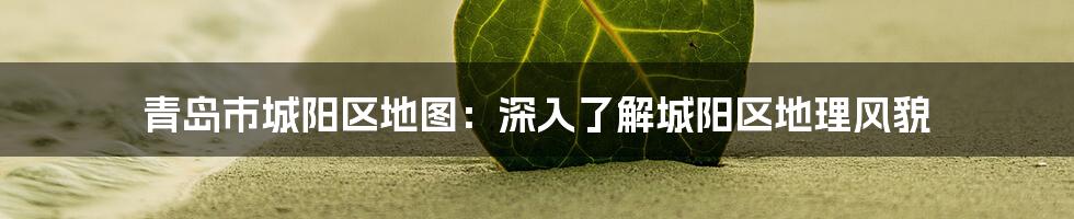 青岛市城阳区地图：深入了解城阳区地理风貌