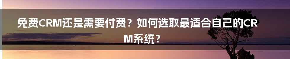 免费CRM还是需要付费？如何选取最适合自己的CRM系统？