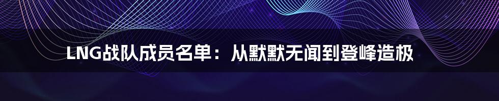 LNG战队成员名单：从默默无闻到登峰造极