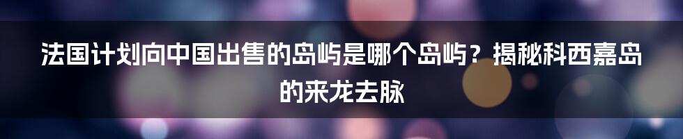 法国计划向中国出售的岛屿是哪个岛屿？揭秘科西嘉岛的来龙去脉