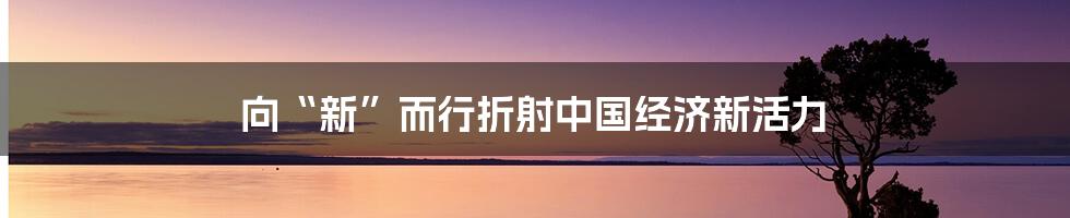 向“新”而行折射中国经济新活力