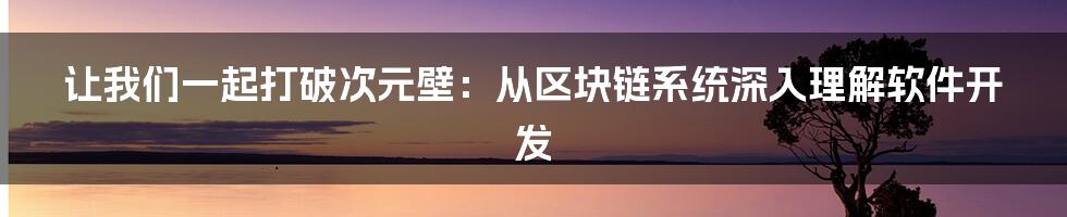 让我们一起打破次元壁：从区块链系统深入理解软件开发