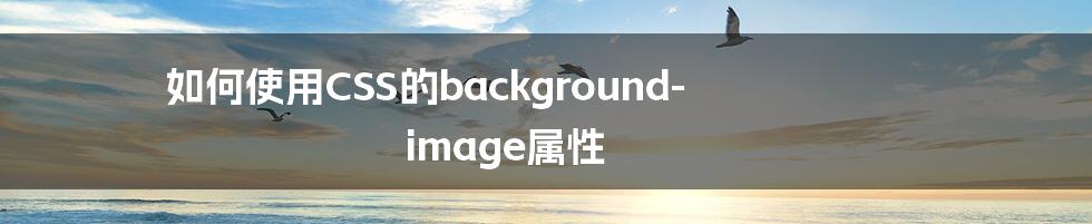 如何使用CSS的background-image属性