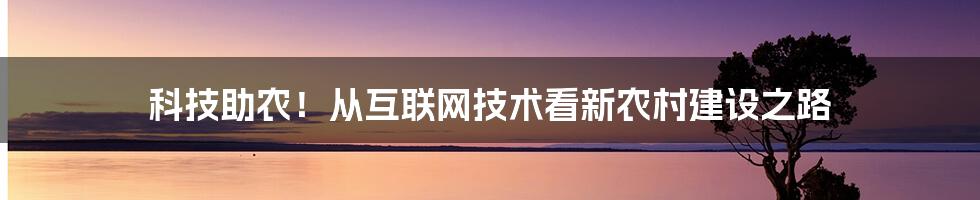 科技助农！从互联网技术看新农村建设之路