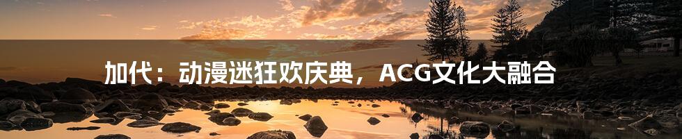 加代：动漫迷狂欢庆典，ACG文化大融合