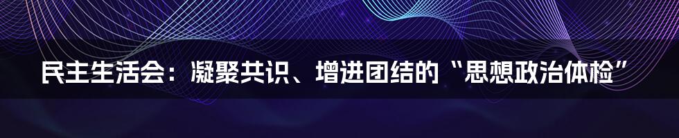 民主生活会：凝聚共识、增进团结的“思想政治体检”