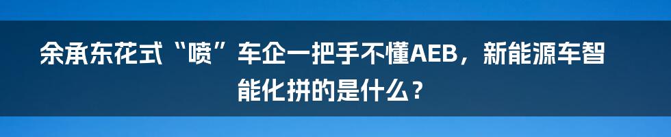 余承东花式“喷”车企一把手不懂AEB，新能源车智能化拼的是什么？