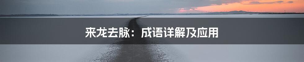 来龙去脉：成语详解及应用