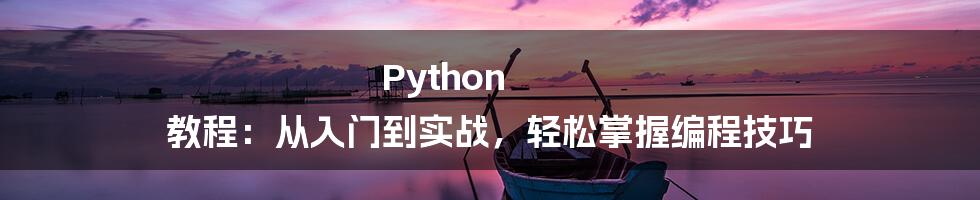 Python 教程：从入门到实战，轻松掌握编程技巧