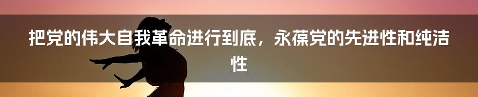 把党的伟大自我革命进行到底，永葆党的先进性和纯洁性