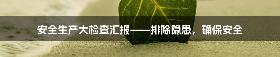 安全生产大检查汇报——排除隐患，确保安全