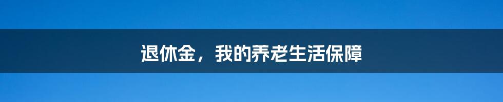 退休金，我的养老生活保障