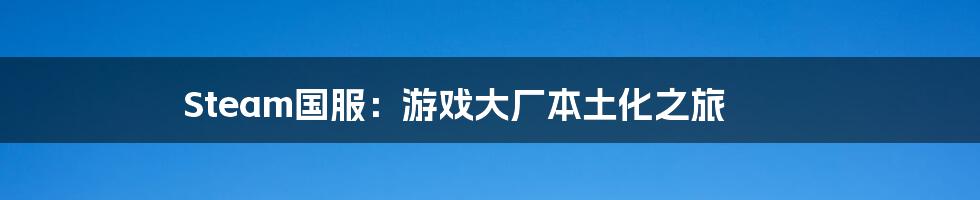 Steam国服：游戏大厂本土化之旅