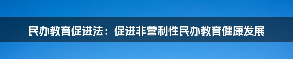 民办教育促进法：促进非营利性民办教育健康发展