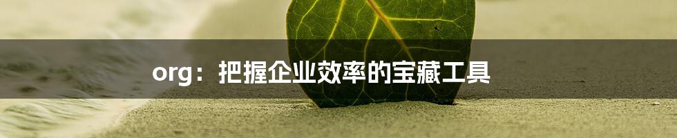 org：把握企业效率的宝藏工具