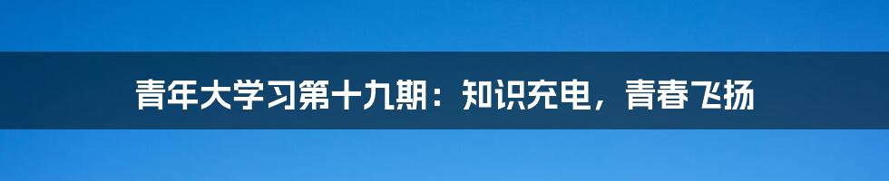 青年大学习第十九期：知识充电，青春飞扬