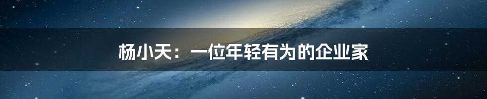 杨小天：一位年轻有为的企业家