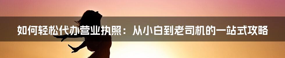 如何轻松代办营业执照：从小白到老司机的一站式攻略